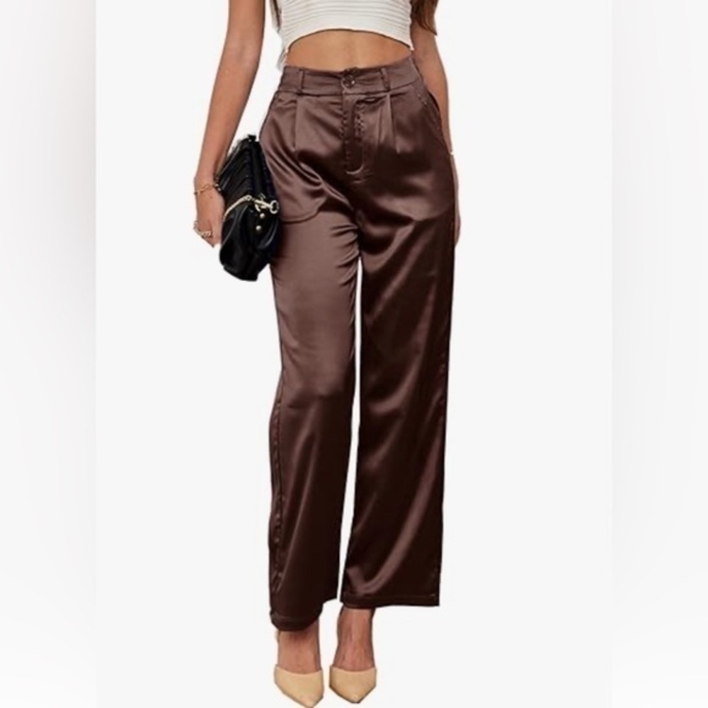 Gap Women's Wide Leg Wedding Party Satin Casual Dress Night Pants Long Trouser 4